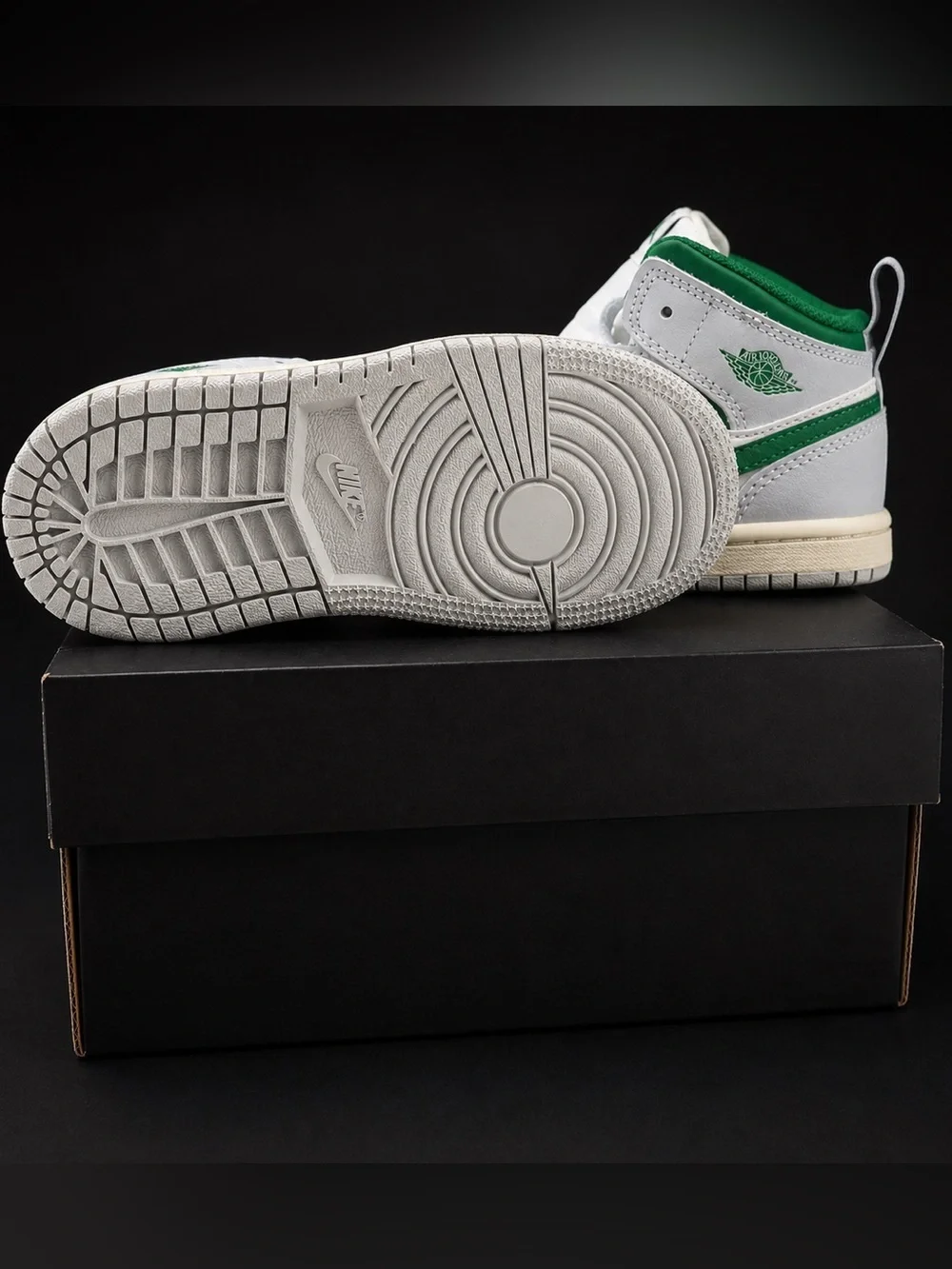 NWT- Jordan 1 Mid Summit White Pure Platinum Sail Pine Green (TD) - Toddler Shoe